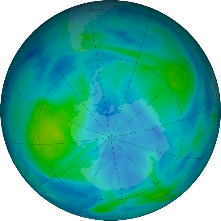 Antarctic ozone map for 17 March 2022